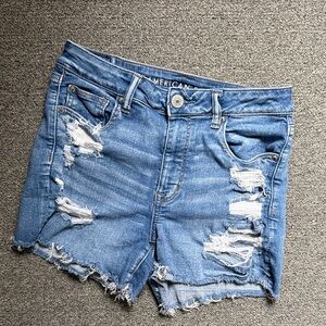 American Eagle Outfitters Women's Ripped Blue Jean Shorts